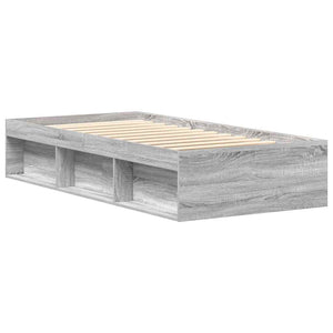 Bettgestell 100x200 cm Grau Sonoma