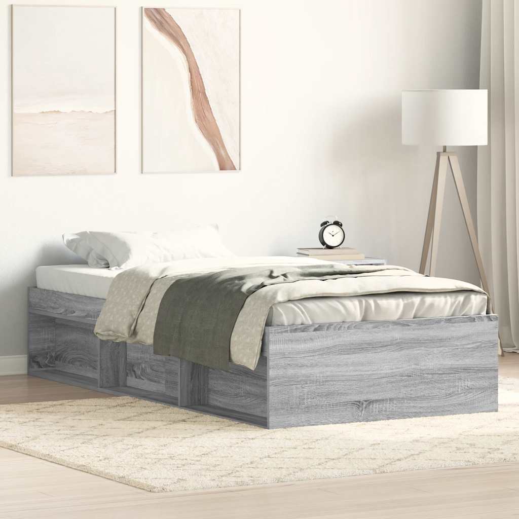 Bettgestell 100x200 cm Grau Sonoma