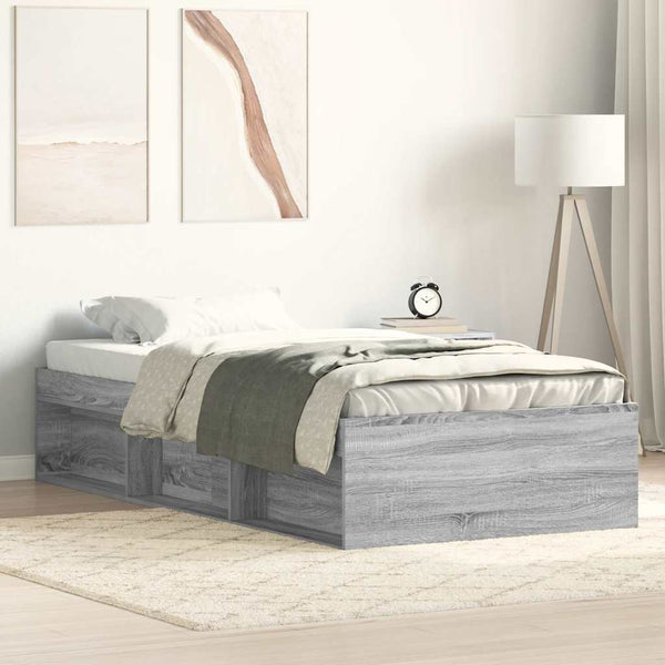 Bettgestell 100x200 cm Grau Sonoma