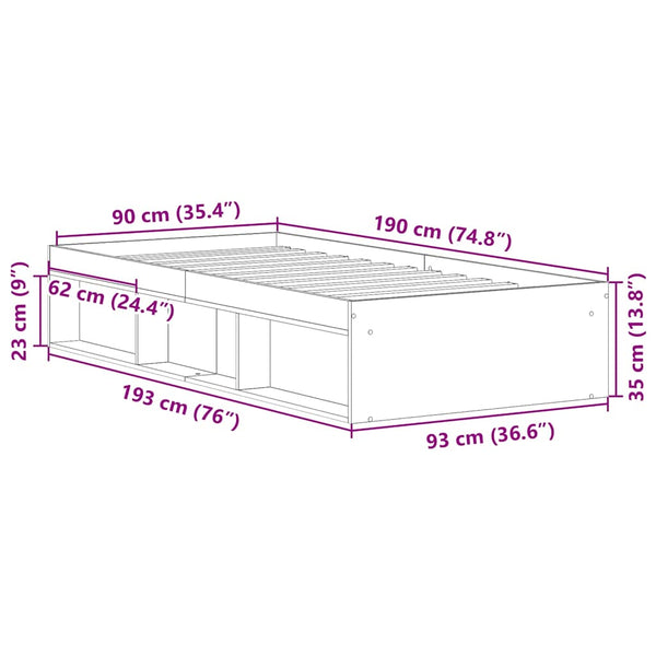 Bettgestell Schwarz 90x190 cm