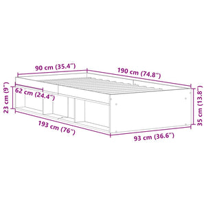 Bettgestell Grau Sonoma 90x190 cm