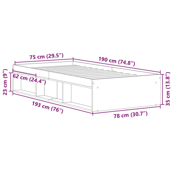 Bettgestell Weiß 75x190 cm