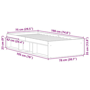 Bettgestell Grau Sonoma 75x190 cm