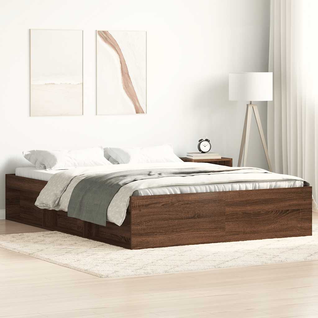 Bettgestell 140x200 cm Braun Eichen-Optik