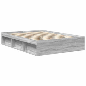 Bettgestell 150x200 cm Grau Sonoma