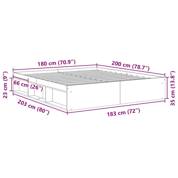 vidaXL Bed Frame Sonoma Oak 180x200 cm