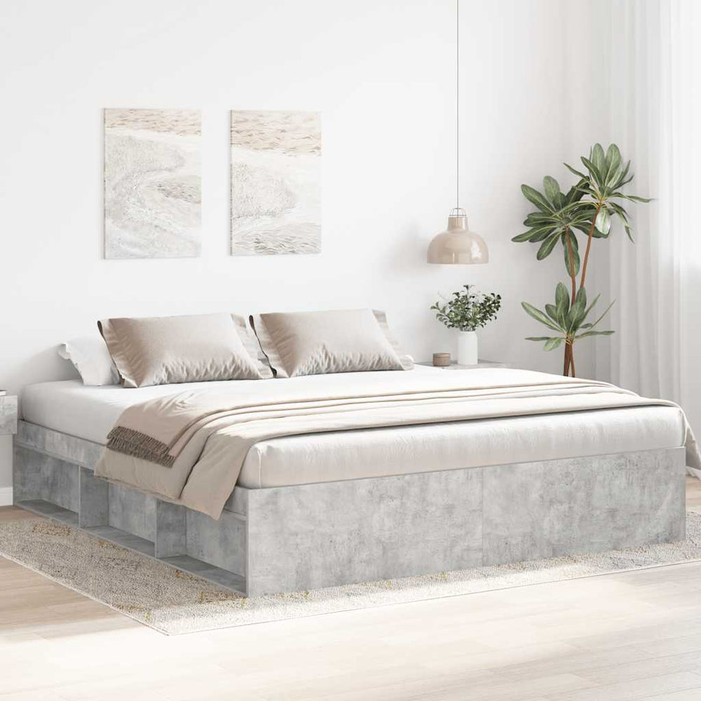vidaXL Bed Frame Concrete Grey 200x200 cm