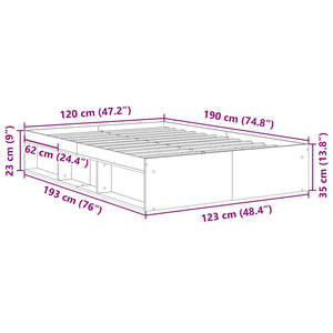 Bettgestell Betongrau 120x190 cm