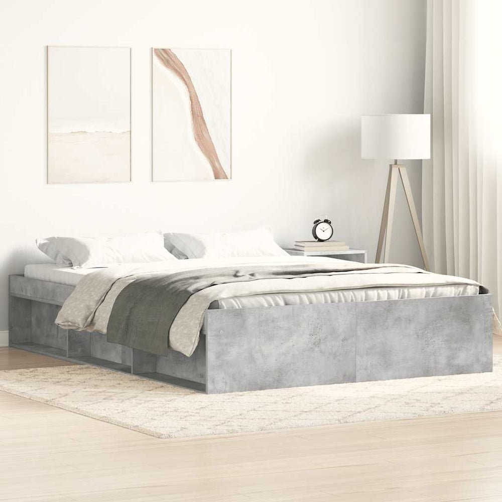vidaXL Bed Frame Concrete Grey 120x190 cm