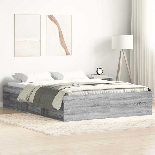 vidaXL Bed Frame Grey Sonoma 120x190 cm