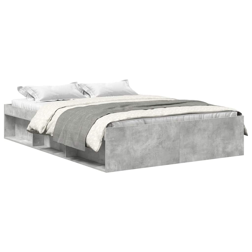 vidaXL Bed Frame Concrete Grey 140x190 cm