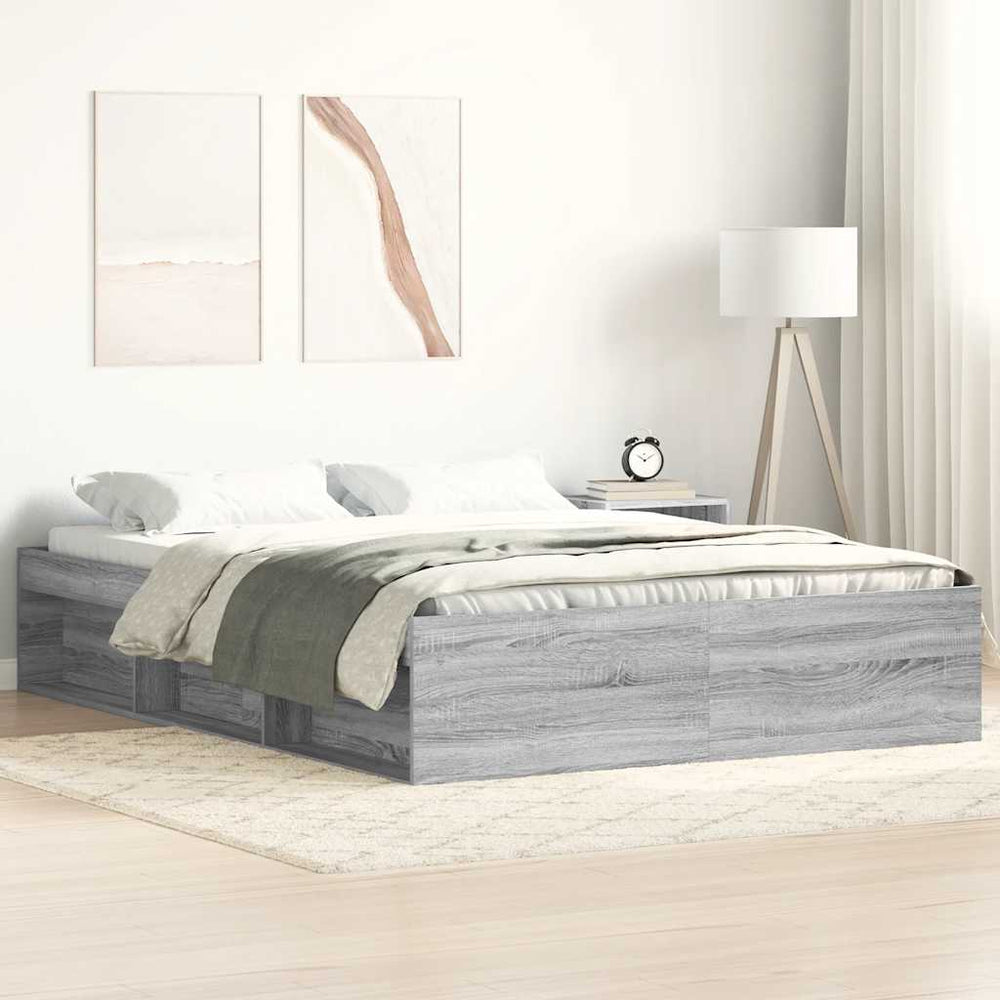 Bettgestell 140x190 cm Grau Sonoma