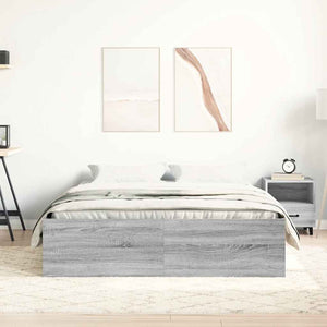 Bettgestell 135x190 cm Grau Sonoma