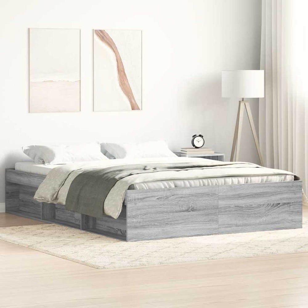 Bettgestell 135x190 cm Grau Sonoma