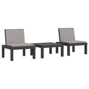 vidaXL Salon de jardin 3 pcs avec coussins anthracite PP