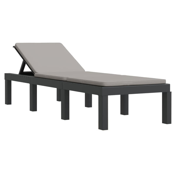 vidaXL Salon de jardin 3 pcs avec coussins anthracite PP