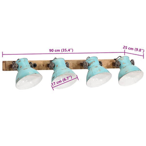 Blaue Wandleuchte 90x25 cm E27