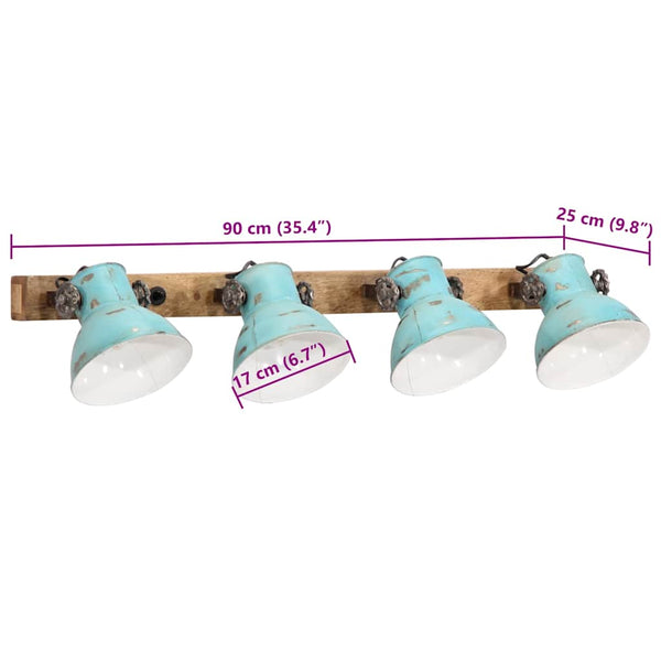Blaue Wandleuchte 90x25 cm E27