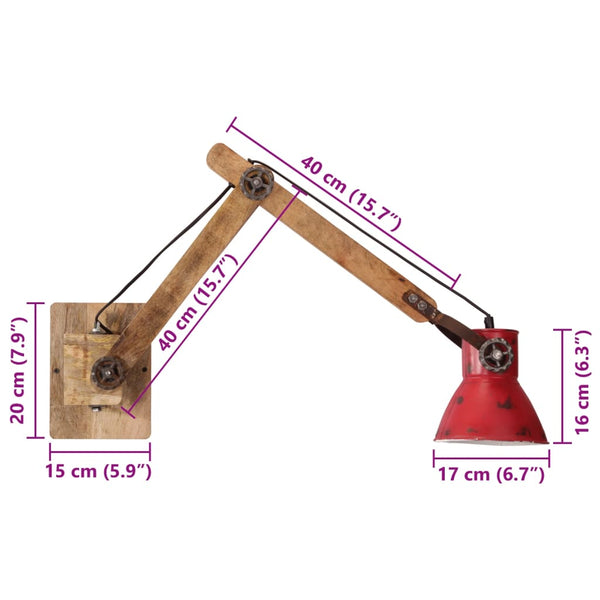 Rote Wandleuchte E27 25W