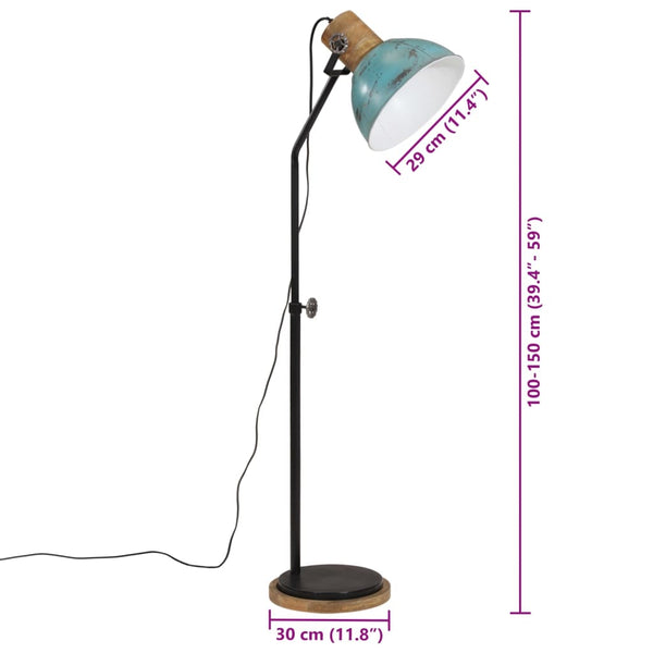 Blaue Stehlampe, E27, 25 W, 100-150 cm