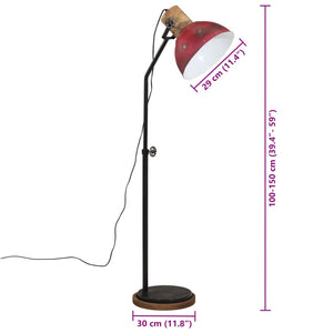 Rote Stehlampe 25W E27, 100-150cm