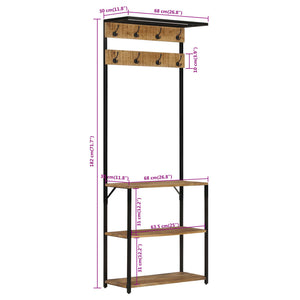 Garderobe mit Schuhablage Mango Massivholz