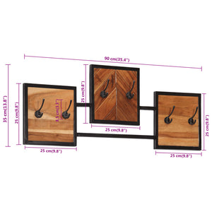 vidaXL Portemanteau mural 90x1x35 cm Bois d'acacia massif et fer