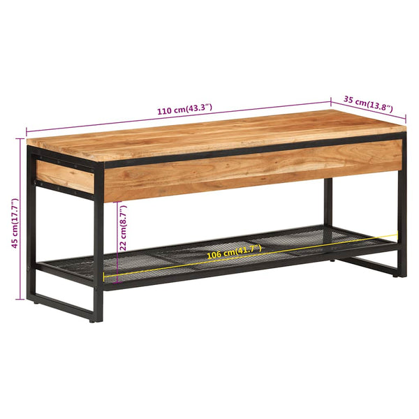 Schuhbank Akazie Massivholz 110cm