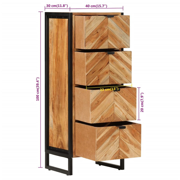 Akazie Badschrank Massivholz 40x30x100 cm