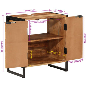 Badschrank Akazie Massivholz 55x60 cm