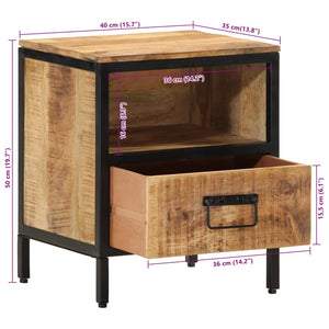 Mango Nachttisch Massivholz 40x35x50 cm