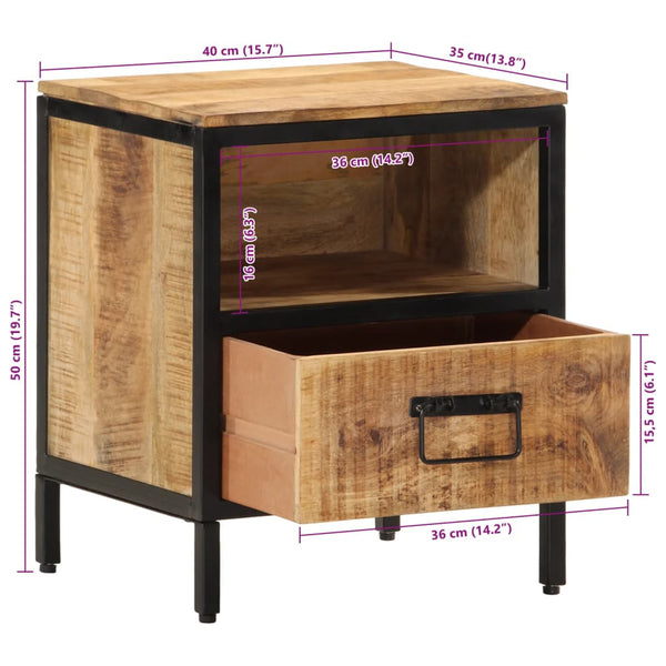 Mango Nachttisch Massivholz 40x35x50 cm