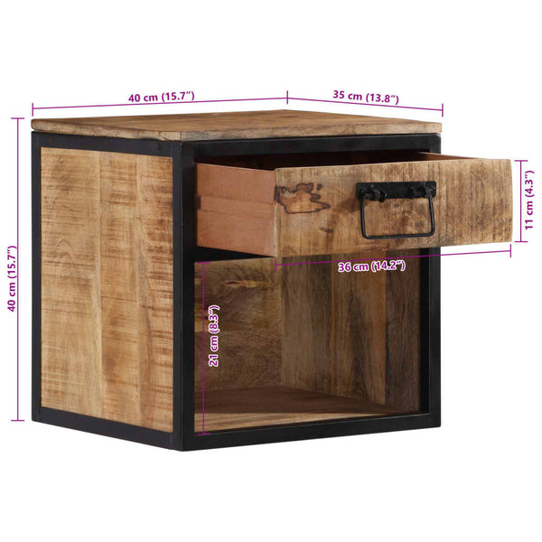Mango Nachttisch Massivholz 40x35x40 cm