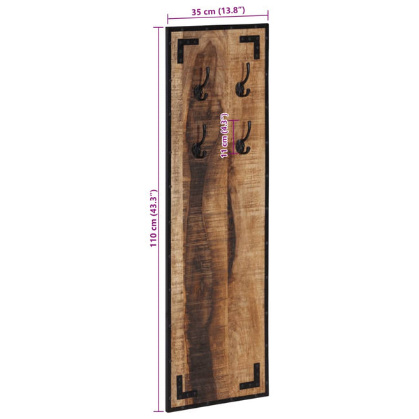 Garderobe aus Mangoholz, 4 Haken, 110 cm