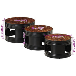 Beistelltische Fass-Design 3er Set Altholz
