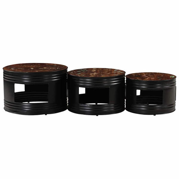 Beistelltische Fass-Design 3er Set Altholz