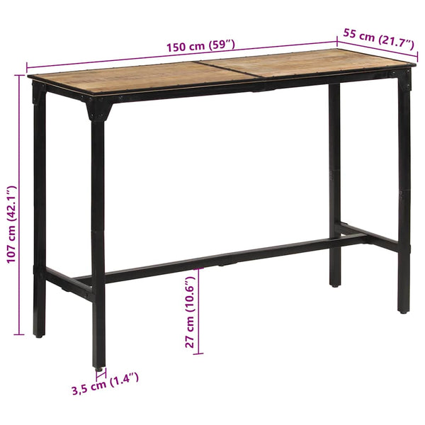 vidaXL Bar Table 150x55x107 cm Rough Solid Mango Wood