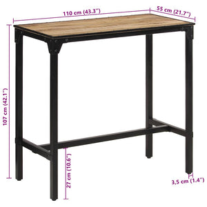 vidaXL Bar Table 110x55x107 cm Rough Solid Mango Wood