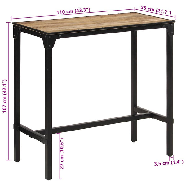 vidaXL Bar Table 110x55x107 cm Rough Solid Mango Wood