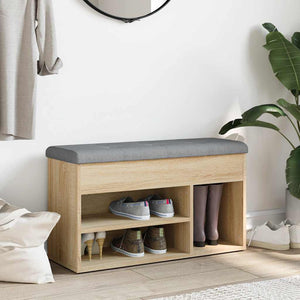 Schuhbank Sonoma Eiche mit Sitzkissen
