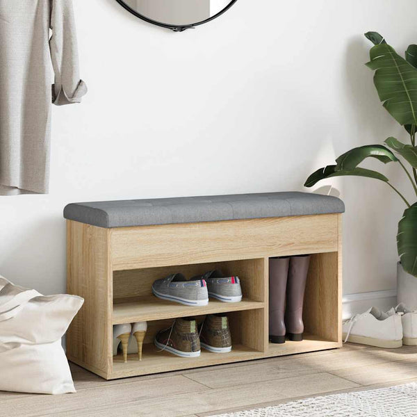 Schuhbank Sonoma Eiche mit Sitzkissen