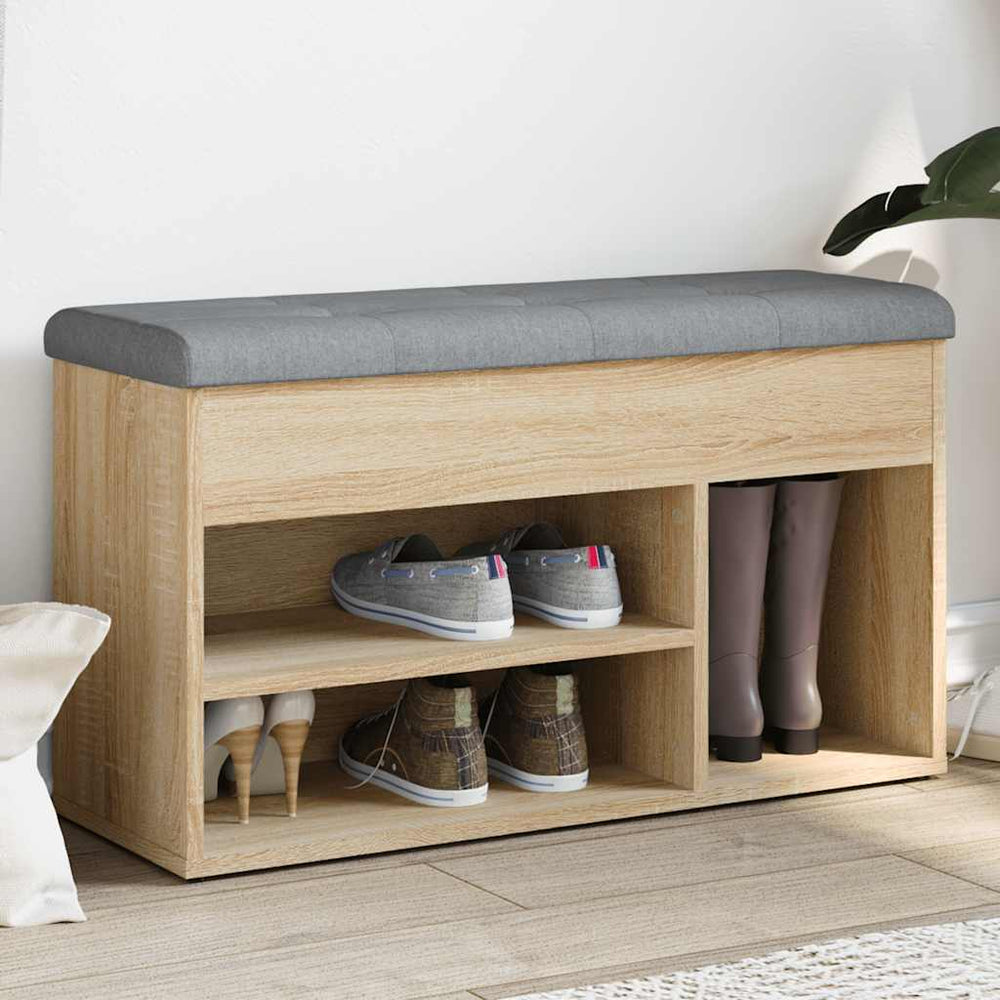 Schuhbank Sonoma Eiche mit Sitzkissen