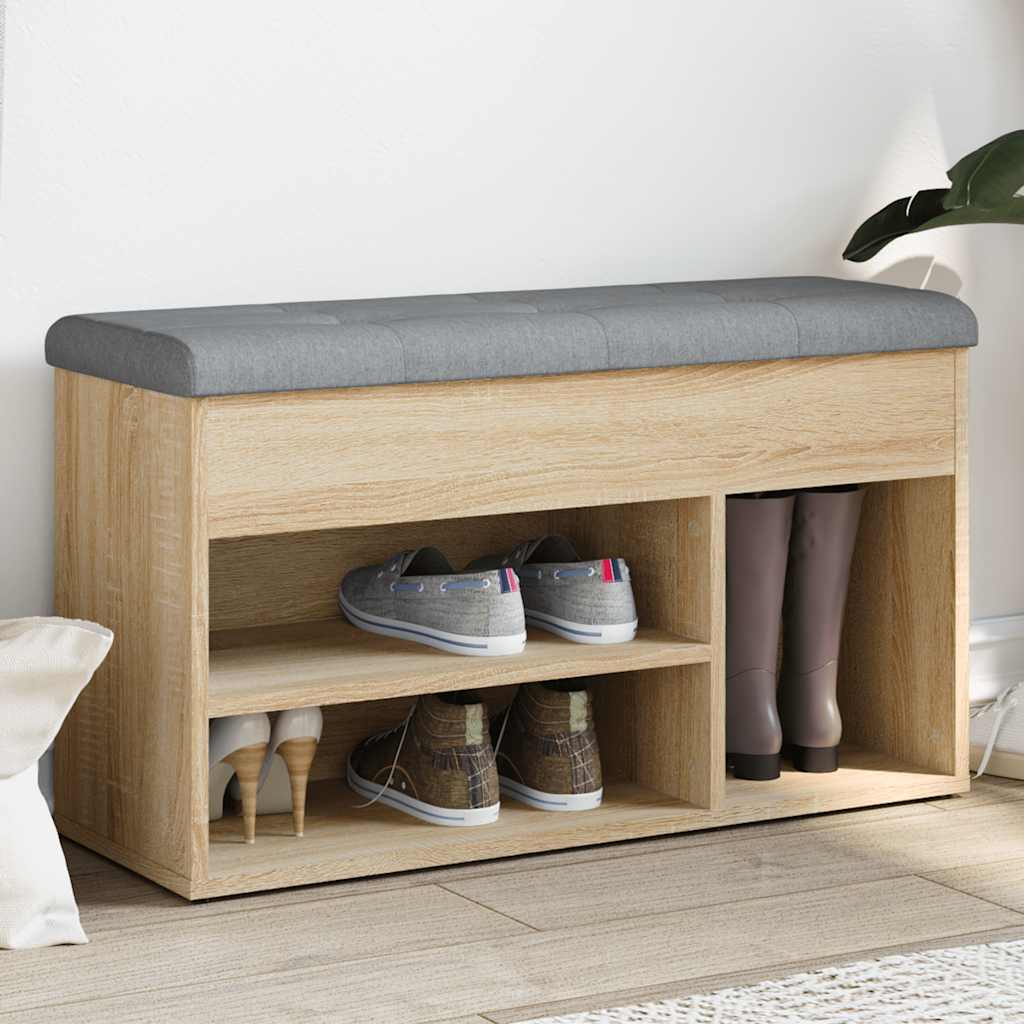 Schuhbank Sonoma Eiche mit Sitzkissen