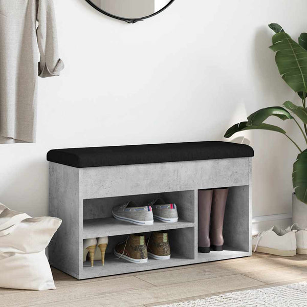 Schuhbank Betongrau mit Stauraum