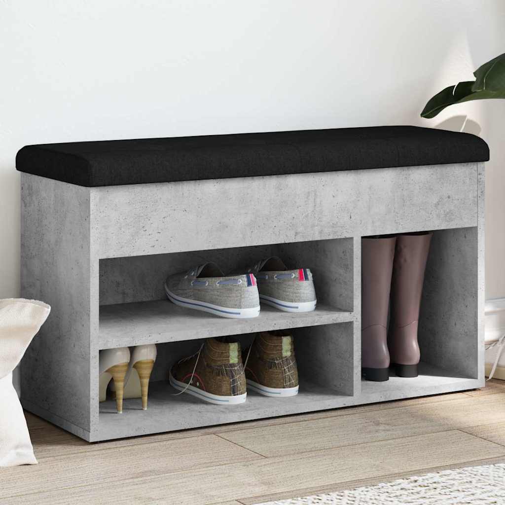 Schuhbank Betongrau mit Stauraum