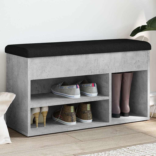 Schuhbank Betongrau mit Stauraum