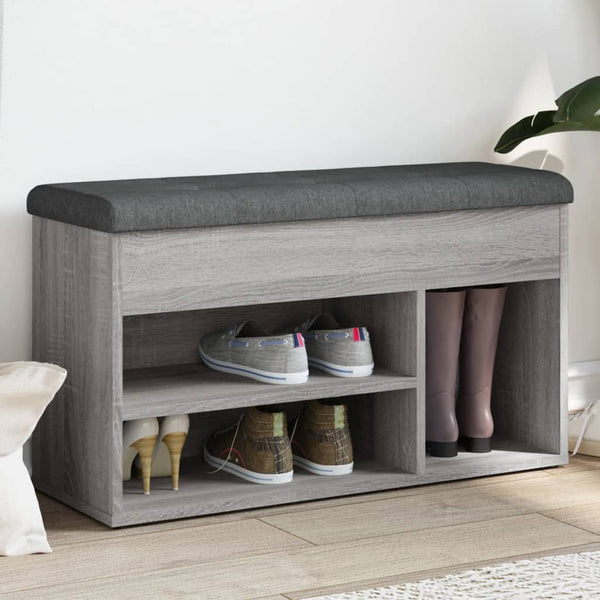 Schuhbank Grau Sonoma mit Stauraum