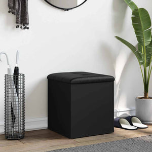 Sitzbank Schwarz mit Stauraum 42x42x45 cm