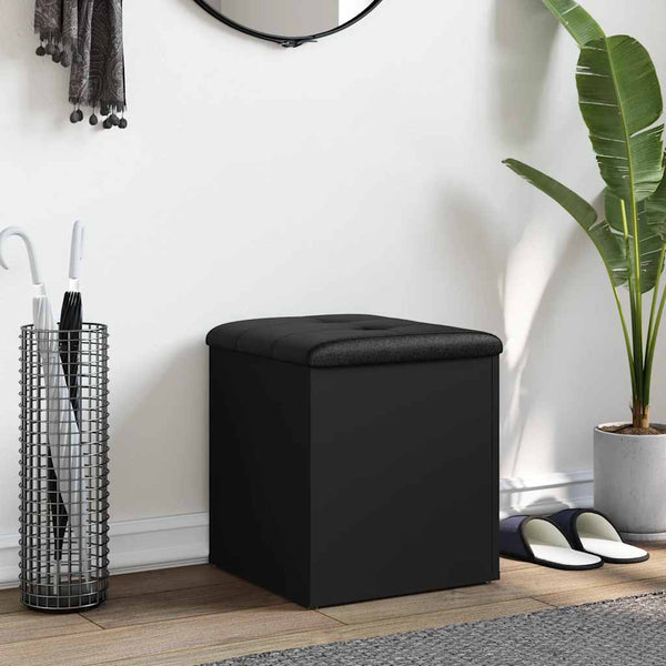 Sitzbank Schwarz mit Stauraum 42x42x45 cm