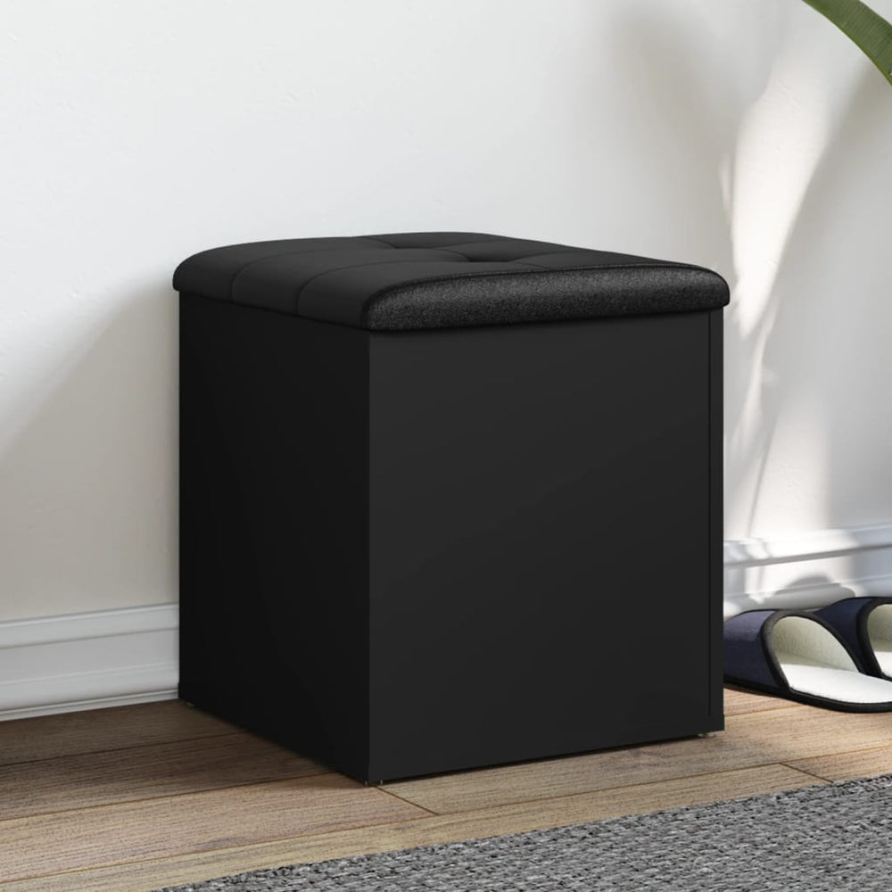 Sitzbank Schwarz mit Stauraum 42x42x45 cm